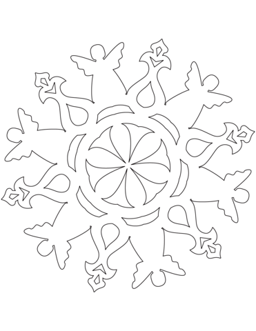 Snowflake With An Angel Coloring Page